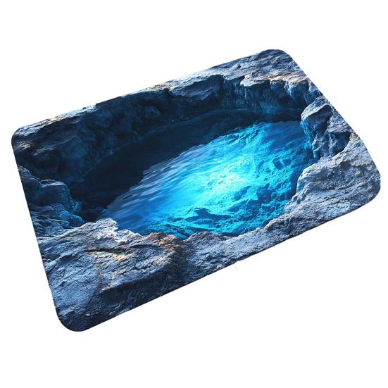 3D Visual Hole Rug Optical Illusion Floor Mat Realistic Hole Pattern Doormat Test And Play with Dog or Cat for Entrance Hallway Living Room