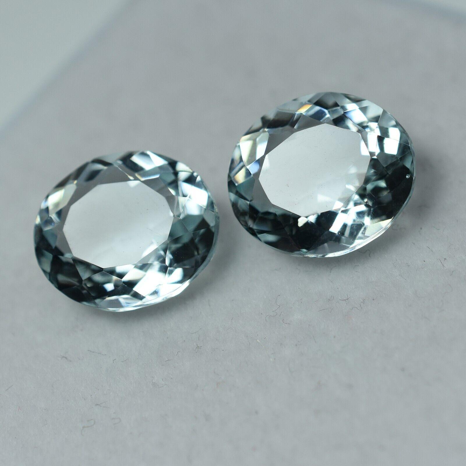 

NATURAL Light Blue Aquamarine 16 Ct CERTIFIED Oval Cut Loose Gemstone Pair 13 mm Approx. світло-синій колір