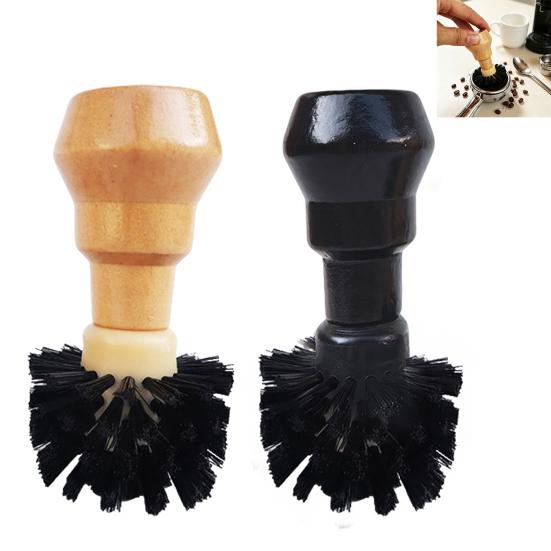 High-density Bristle Portafilter Brush Coffee Machine Basket Cleaning Brush, Soft with Hard Grinder Wood Handle Corner Espresso Tool Handheld