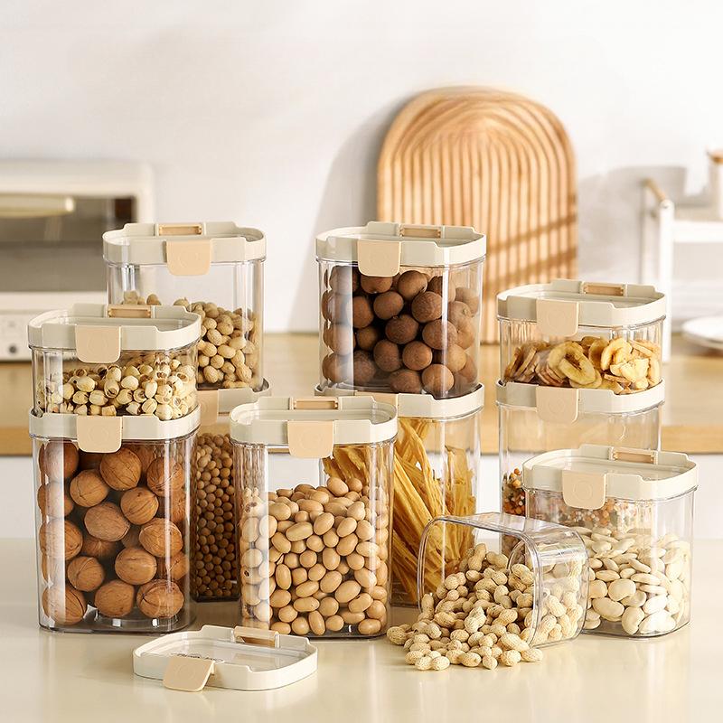 New Grain Sealed Tank Kitchen Storage Food Grade Plastic Tank Box Transparent Snack Tea Storage Tank