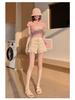 Women's Summer High-Waist Lace Sports Shorts - Casual, Loose, A-line, Wide-Leg, Three-Quarter Pants