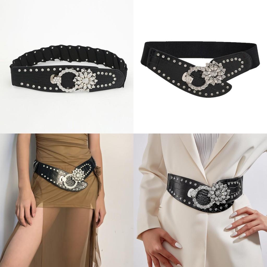 Waist Retro Metal Belt With Floral Water Digger Decor For Women Skirts Outerwear
