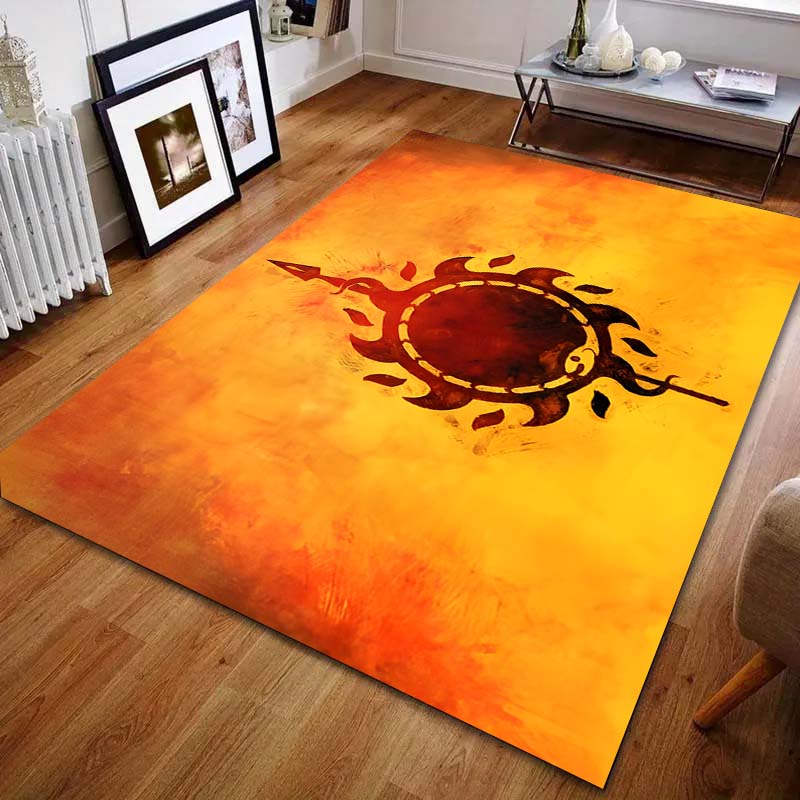 Multiple sizes Fiery background, sun symbol Carpet for Living Room Bedroom Sofa Home Decor Rus Non-slip Floor Mat Luxury Gift