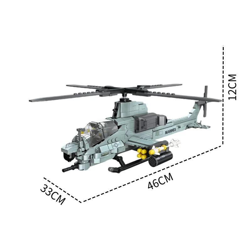 Military Aircraft Building Blocks Toys AH-1 Helicopter F4U Corsair Fighter Jet Model Ideal Gift for Kids, Aviation Enthusiasts
