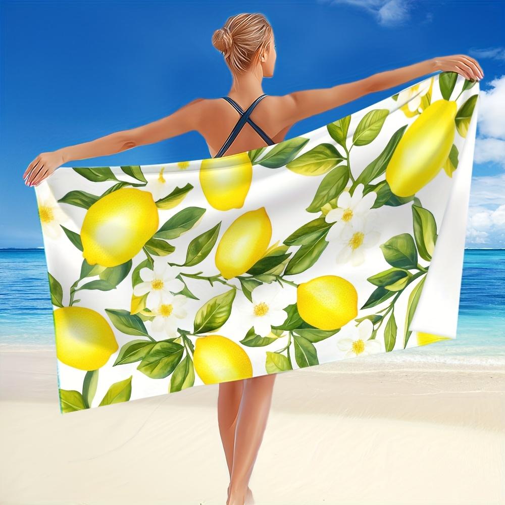 Asciugamano da Spiaggia in Microfibra con Stampa di Limoni, Morbido e Leggero per Spiaggia, Piscina, Bagno, Yoga, Campeggio