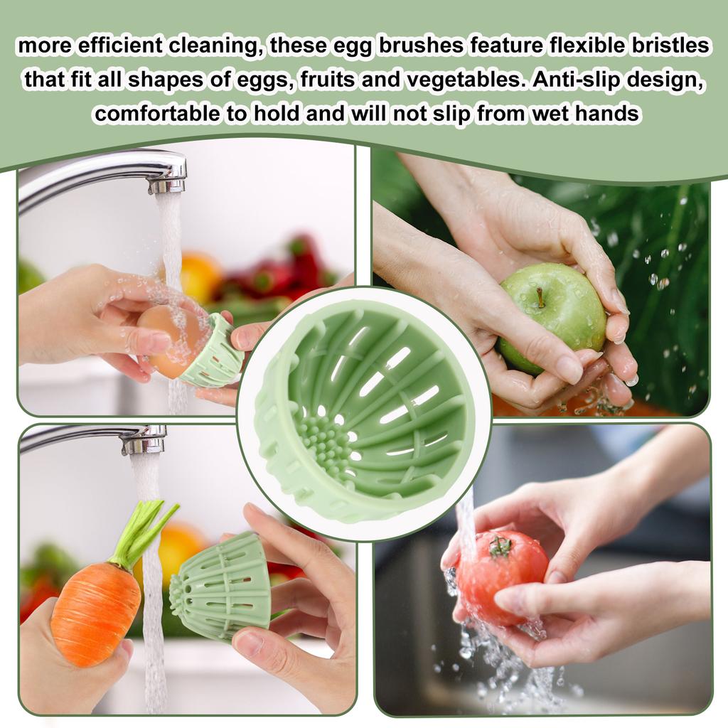 1/2pcs Egg Scrubber Brush, Reusable Spinning Egg Cleaner - Rotary Scrubbing Tool for Washing Fresh Eggs & Removing Stains