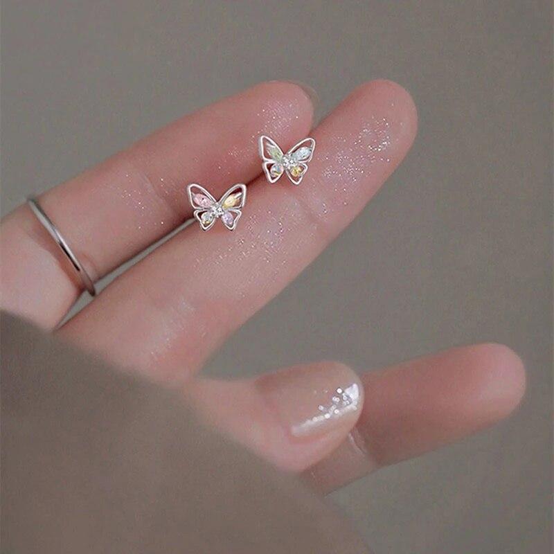 1 paio di orecchini a bottone mini pentagramma a forma di stella di cristallo blu alla moda per le donne, orecchini estetici dolci e alla moda, gioielli Y2k