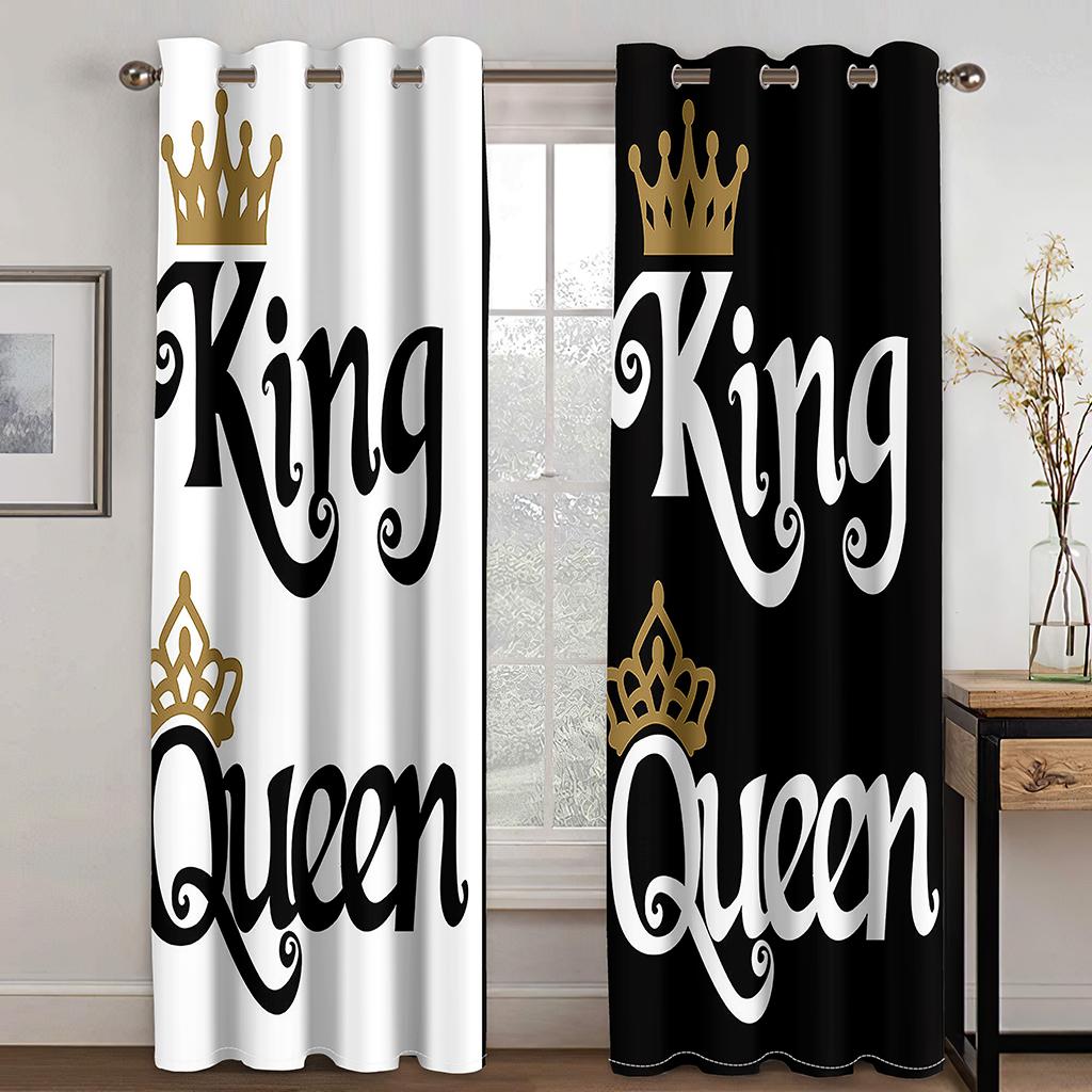 Lyxiga Drottning Kung Krona Blomma Fönstergardiner för Vardagsrum Barnsovrum Badrum Kök Dörr Hall Skåp Till Salu 2 stycken