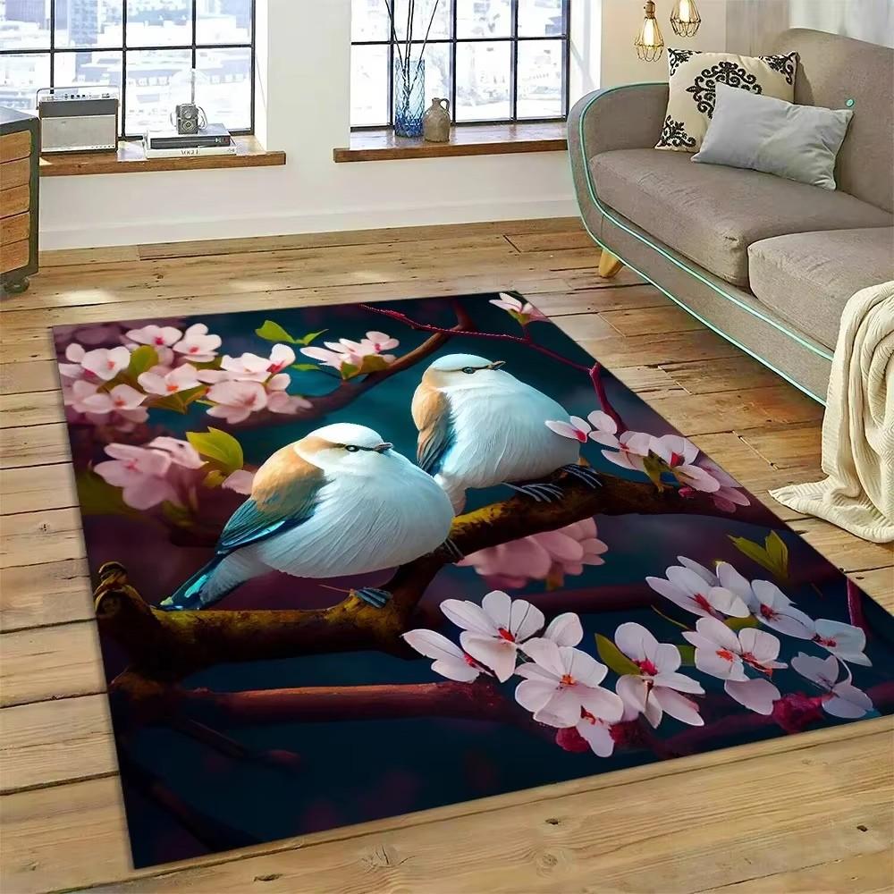 Cute Dream Bird Parrot Peacock Carpet Living Room Bathroom Decor Rug Mechanical Washable Mat Non-slip Floor Mat Entrance Doormat