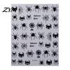 Retro Black Nail Stickers Halloween Art Stickers, 3D Embossed Skeleton Hand Pumpkin Bat Professional Salon Accessories Decals, Self-Adhesive Manicure