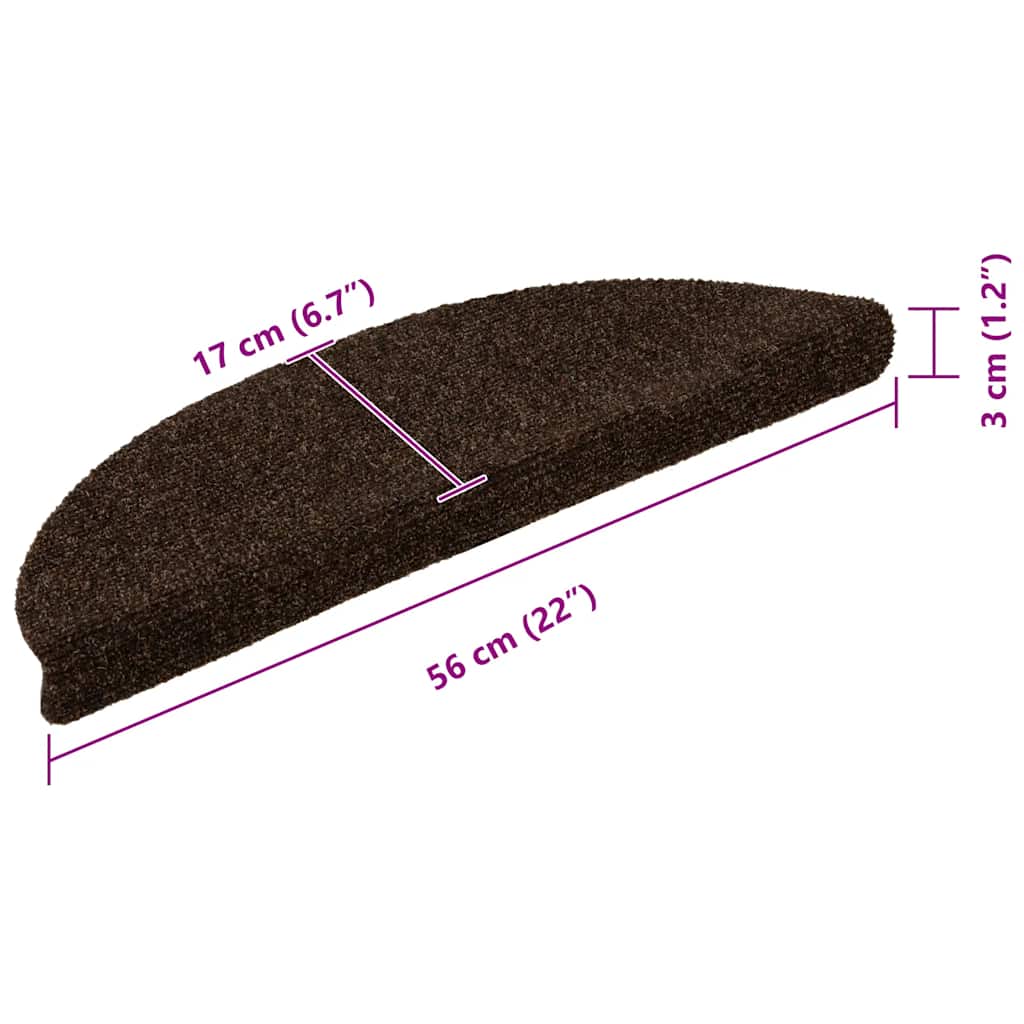Self Adhesive Stair Treads 5 pcs 56 x 17 x 3 cm Brown Semi Round