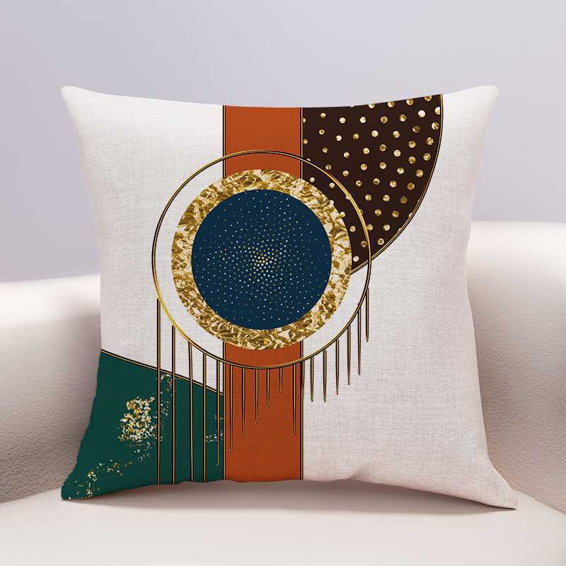 Sofa Cushion Geometric Abstract Cotton Linen Cushion Living Room Large Backrest Pillow Cover with Core