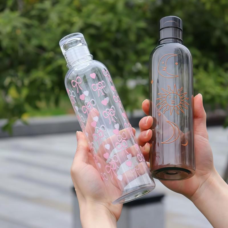 480ML New Simple Print Water Bottle Sports Water Cup Large Capacity Portable Plastic Cups Kids School Water Cup Motivational Cup