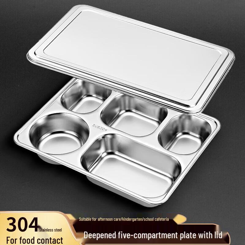 Deep Stainless Steel 5-Compartment Lunch Box