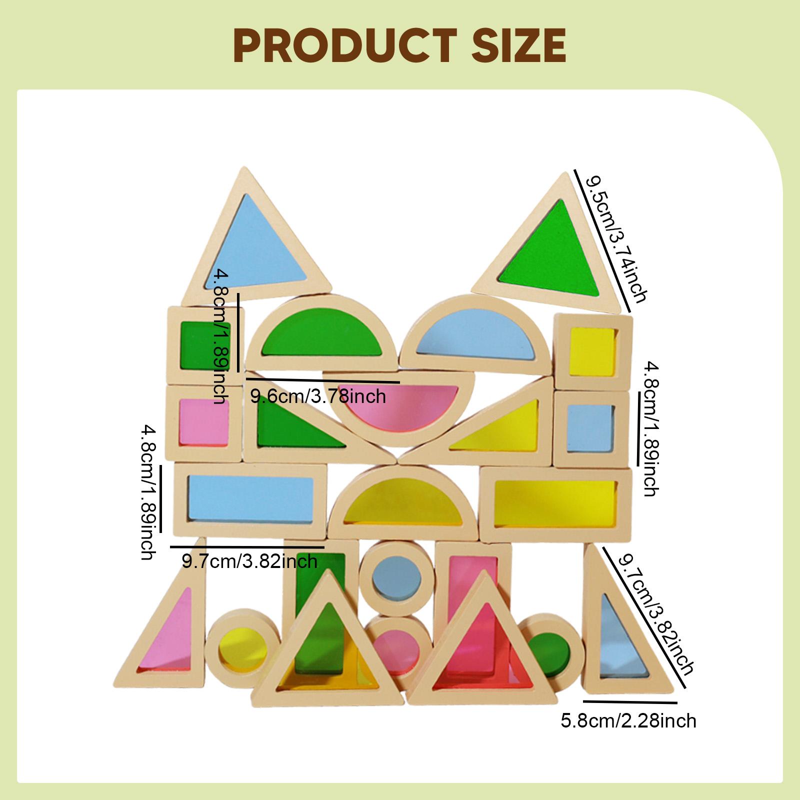 

24Pcs Wooden Stacking Building Blocks Geometry Sensory Toy Colorful Color Early Learning Toy for Parent and Child Game