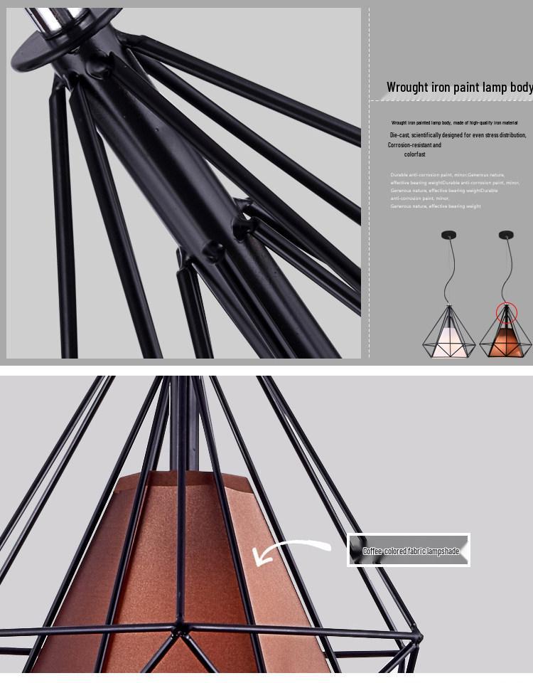Nordic Minimalist Pendant Light - Industrial Diamond Three-Head Design for Restaurants and Bars