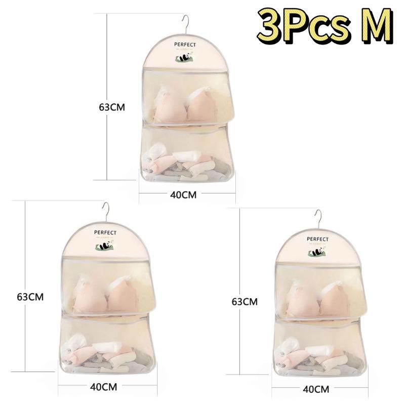 Storage Hanging Bag ,Hanging Underwear Bag, Socks, and Bra Mesh Storage Bag Wall Mounted Storage Bags, Transparent Pocket Design