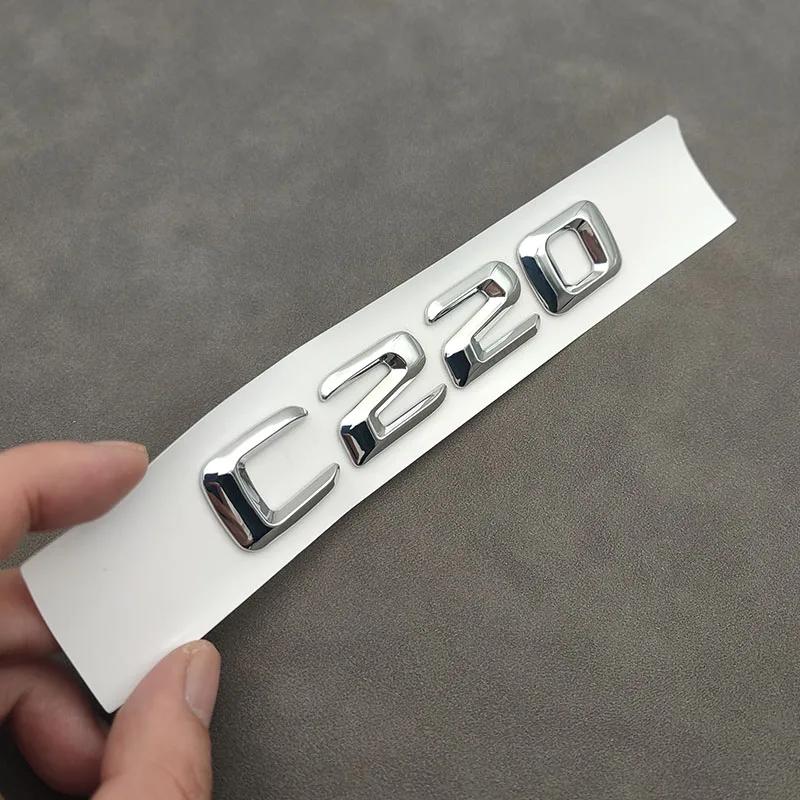 3D ABS Chrome Black Logo C220 Emblem Letters Car Trunk Badge For Mercedes-Benz W204 W205 C 220 C220 Sticker Accessories QU1