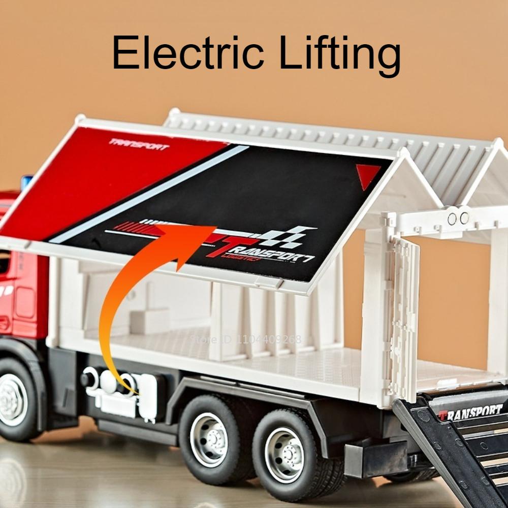 1:Maßstab 24 Elektrischer Container-LKW Müllwagen Spielzeugmodell Ton Licht Türen geöffnet Baumaschinenmodelle Geschenke für Freunde