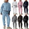 Women's Fashion Solid Color Hooded Sweatshirt And Sweatpants Two-Piece Casual Set