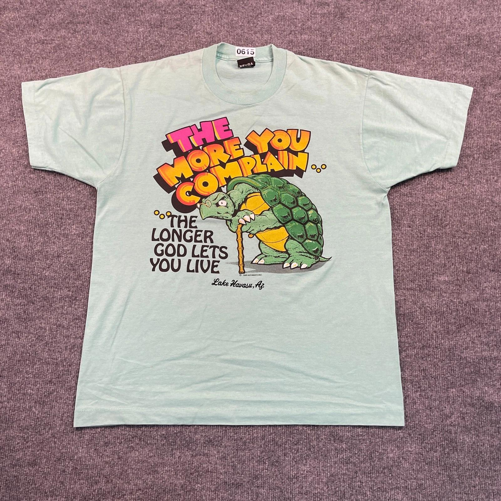 Vintage 1989 Funny Grumpy Old Turtle Humor Shirt Large 22x27 Lake-Havasu S