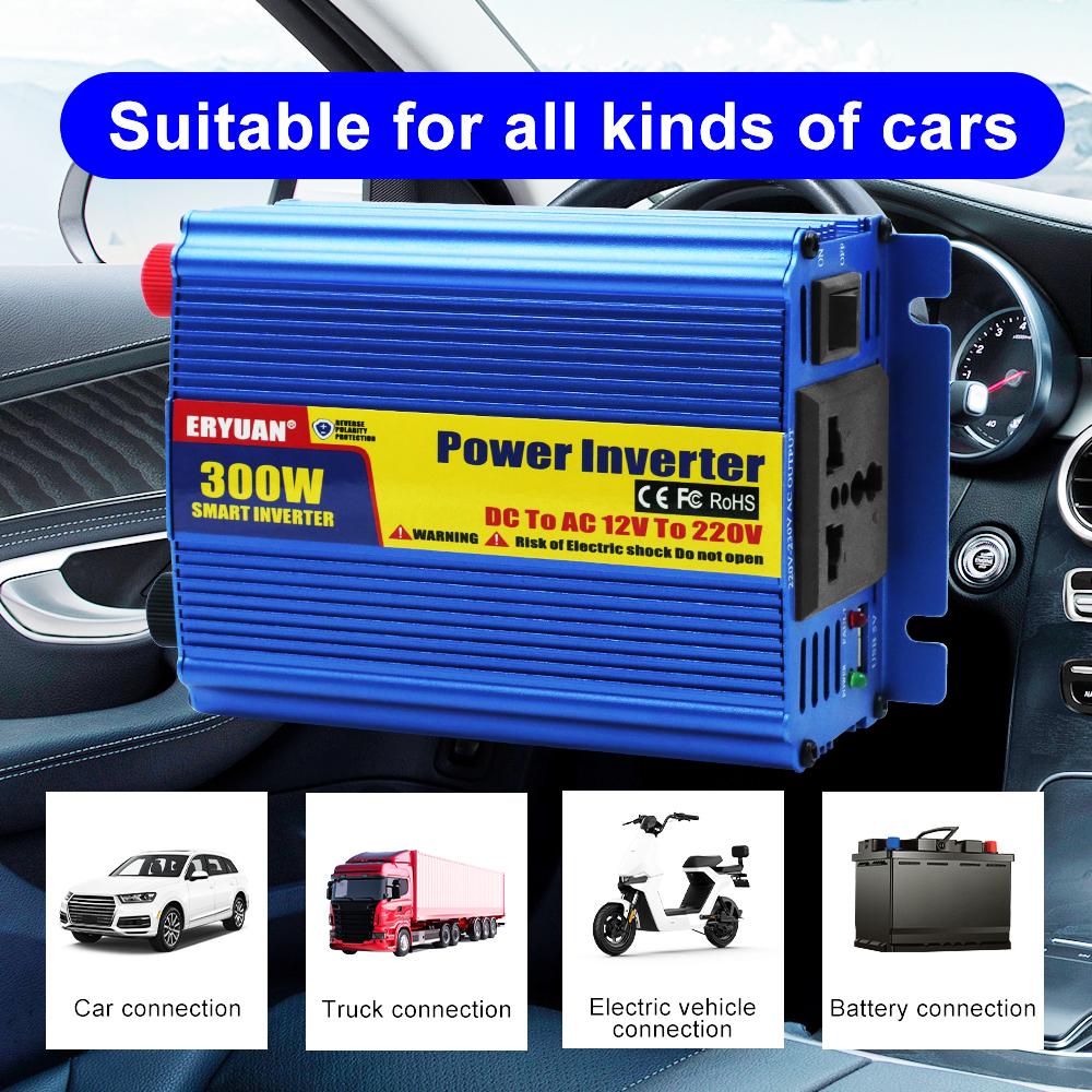 Car Power Inverter For SUV RV Truck Trailer Multifunctional Battery Converter 300W Multi-scenario Use Auto Power Supply Inverter