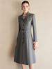 Damen High-End Graues A-Linien Anzugkleid - Frühling Formell, Professionell, Taillenverschmälernd, Elegant