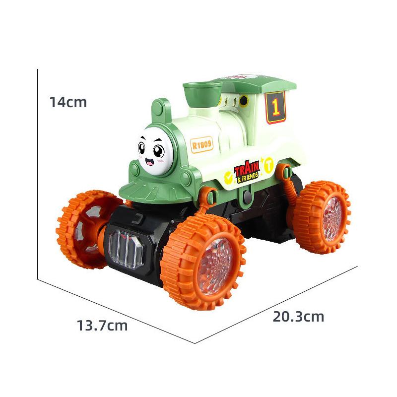 For Funny Stunt Steam Train Model Toys With Lights Music Electric Smoke Spray Car Battery-Operated Steaming Train Baby Kids Toys