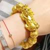 Gold Color Pixiu Bracelet for Men and Women's Wealth Transfer Obsidian Buddha Bead Couple Hand