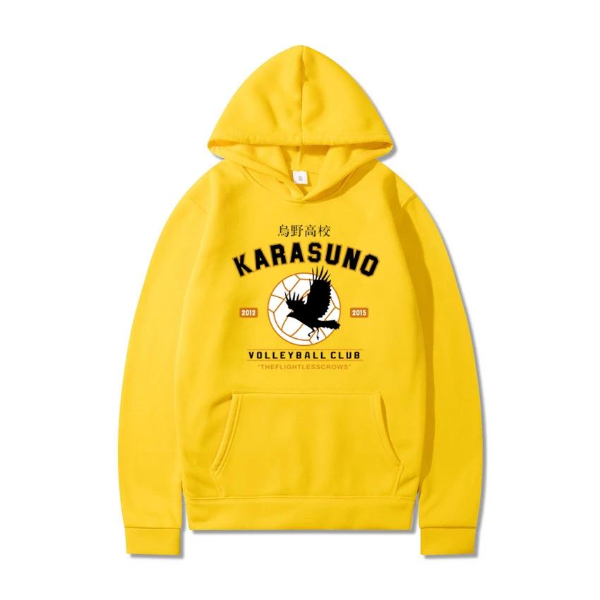 Autumn Winter Hoodies Cartoon Japanese Anime Street Wear Karasuno Flyover Pattern Men's and Women's Warm Sweatshirts