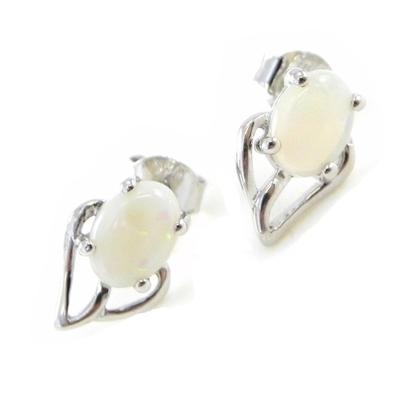 [E8688] - Silver Earrings 'Goddess Opal' Silver White (rhodium-plated) - 12x7 Mm