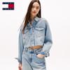 TOMMY JEANS Women's Fall/Winter Relaxed Fit Flag Logo Denim Jacket