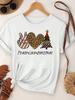 (Asian Size)  Merry Christmas Tee Top Festival New Year Holiday Casual Lovely Letter Cute 90s Women Print Lady Short Sleeve Fashion Graphic T-shirts