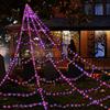 Practical 8 Modes Halloween Spider Web Lights Glow 250 LEDs LED Spider Net Hanging 5m Scary Giant Spider Haunted House