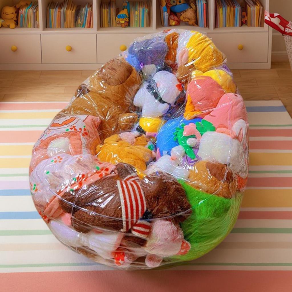Clear Stuffed Animal Bean Bag Chair Cover 150L Plush Toys Storage And Organizing PVC Waterproof Stuffable Beanbag Chair Cover