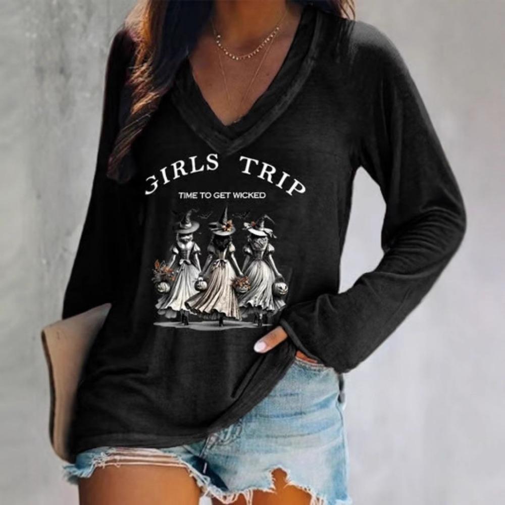 New Easter 3D digital printed women's V-neck long sleeved T-shirt