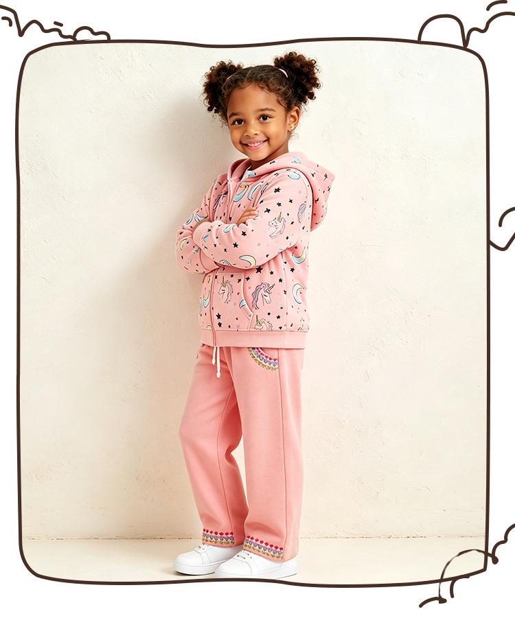 Zweiteiliges Mädchen-Set mit Einhorn-Print: Jacke & Hose - Herbststil