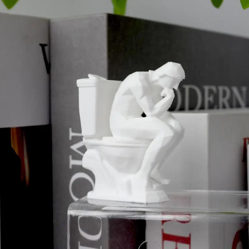 Thinker Statue, Contemplative Statue Sitting on The Toilet, Fun Design Decoration, Office Bookshelf Desktop Decoration Sculpture