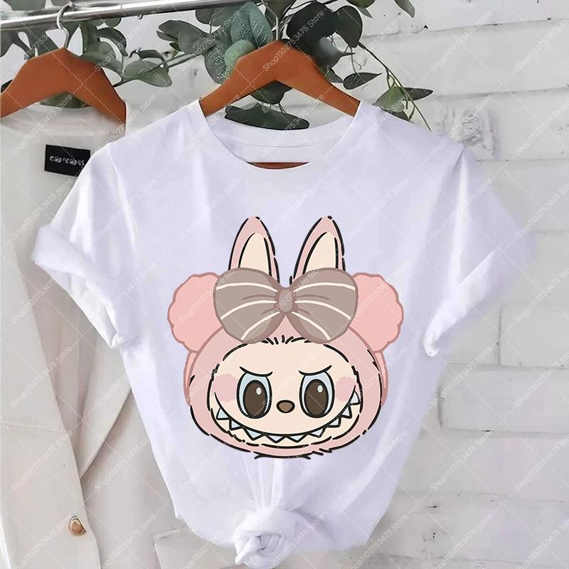 Женская футболка с коротким рукавом Labubued с принтом, летняя повседневная модная одежда, милая мультяшная футболка для девочки M