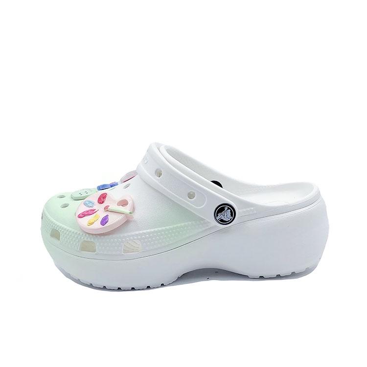 

Crocs Classic Platform Lined Clog Childish Green EVA Hole Shoes Unisex Styles White and Green 34-35