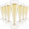 4.5 Oz Gold Glitter Disposable Champagne Flute - High-Stem Plastic Red Wine or Cocktail Glass