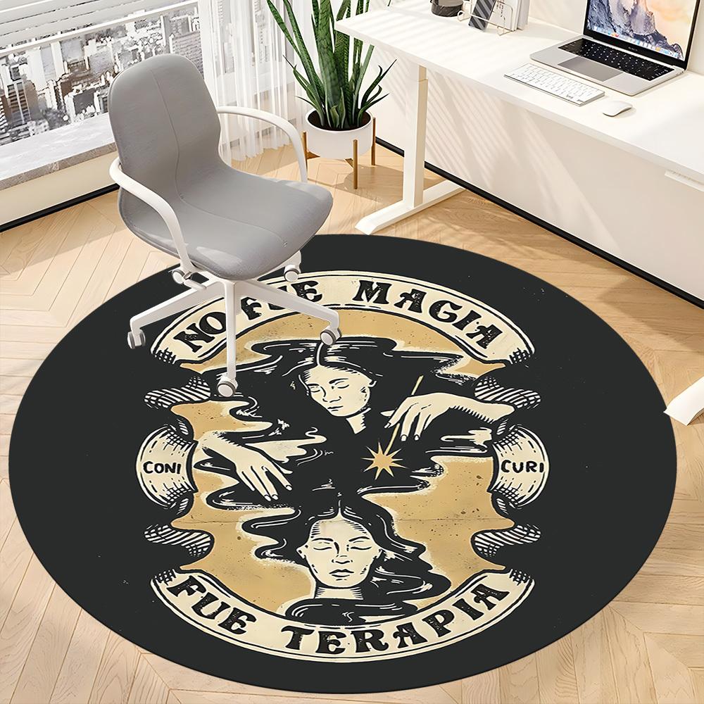1pc Therapy Healing Relax Office Round Area Rug,  Mat Suitable For Office, Under Office Chairs Bedroom Living Room Home Decor, Room Deco