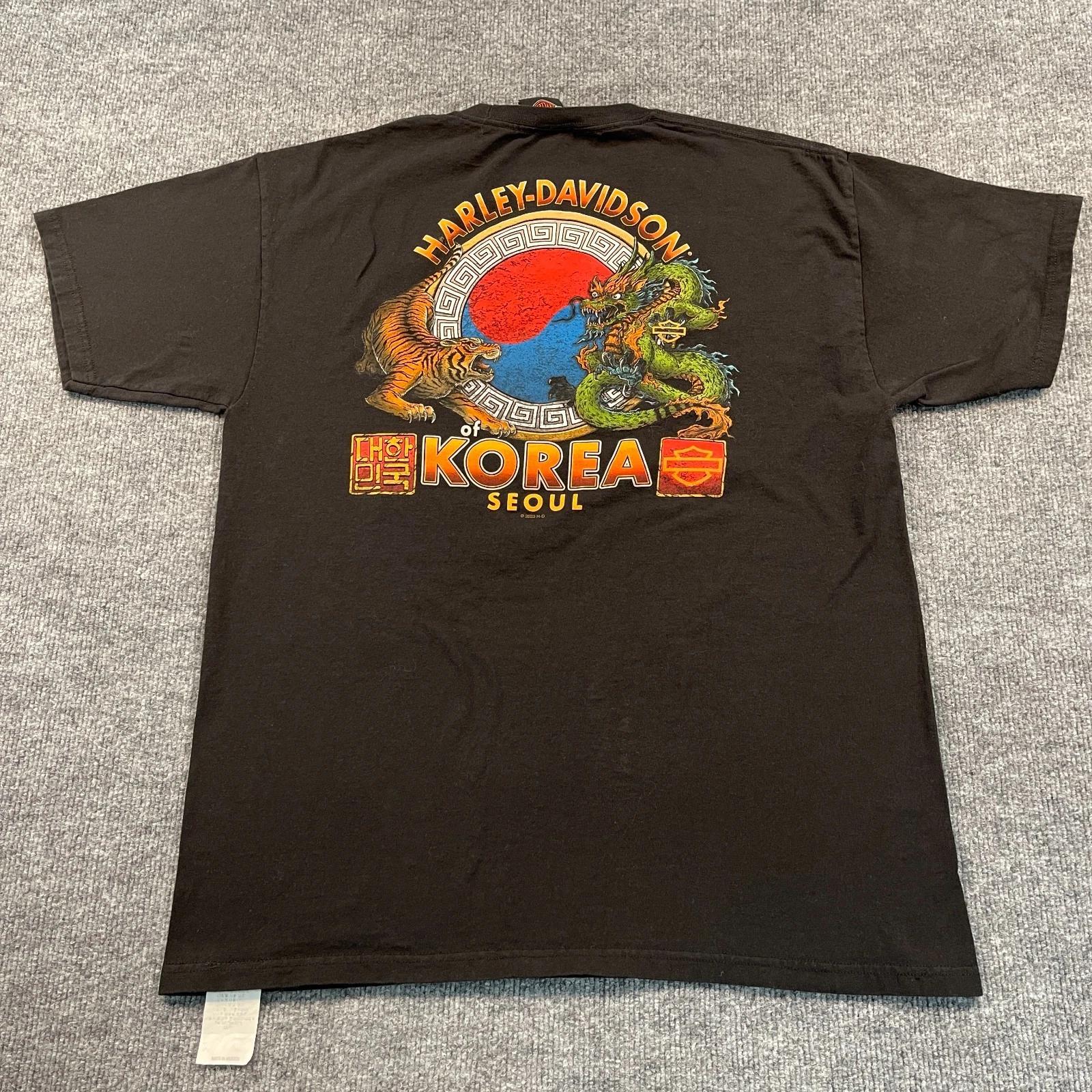 2023 Harley-Davidson Seoul Korea Dragon Tiger Shirt Large 21x28 Black 4XL