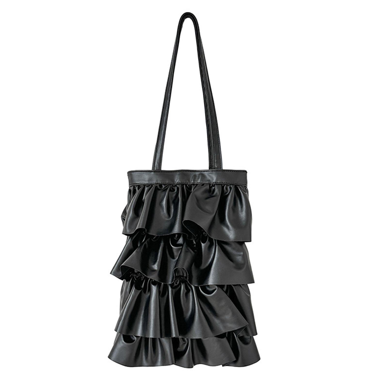 Female Pleated-Wave Shoulder Bag Large Capacity Handbag Womens PU-Leather Handbag Fashion Casual Underarm Bag for Summer 1