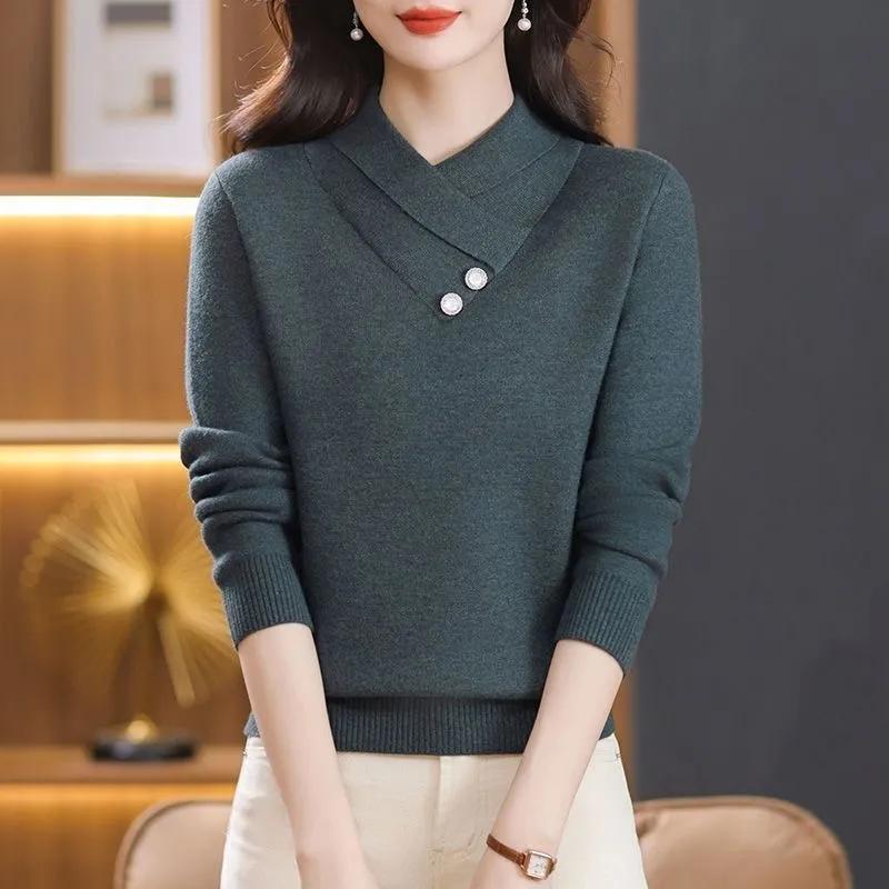 Women's Autumn/Winter Thickened Elegant Slimming Sweater Ladies Inner Layering Undershirt