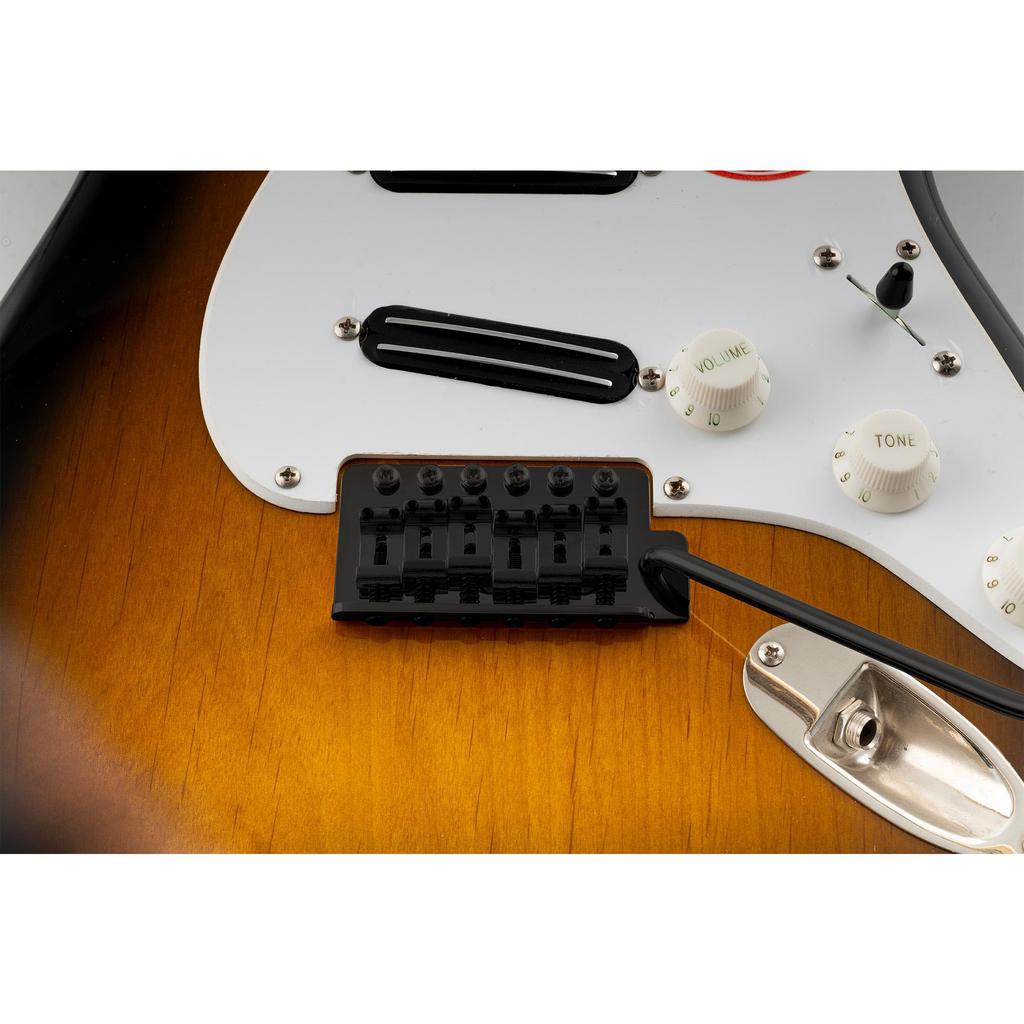 Musiclily Ultra 10.5mm Pitch 6-Point Support ST Tremolo Bridge Vintage Steel Saddle 42mm Brass Block for Strat Electric Guitar Black