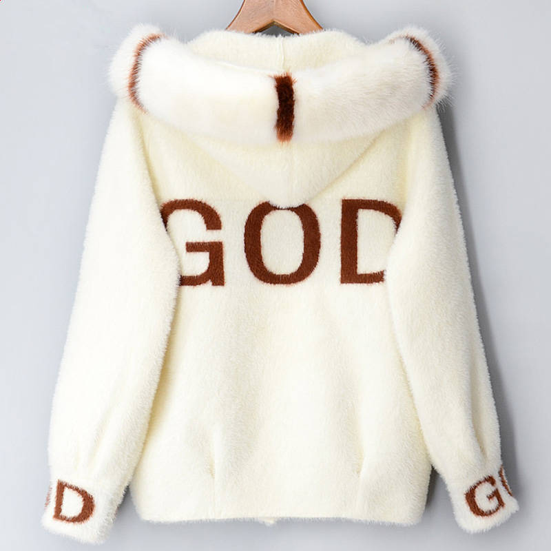 Women Mink Velvet Latest Hooded Autumn Winter Loose Coat Women's Sweater Thickened Warm Coat