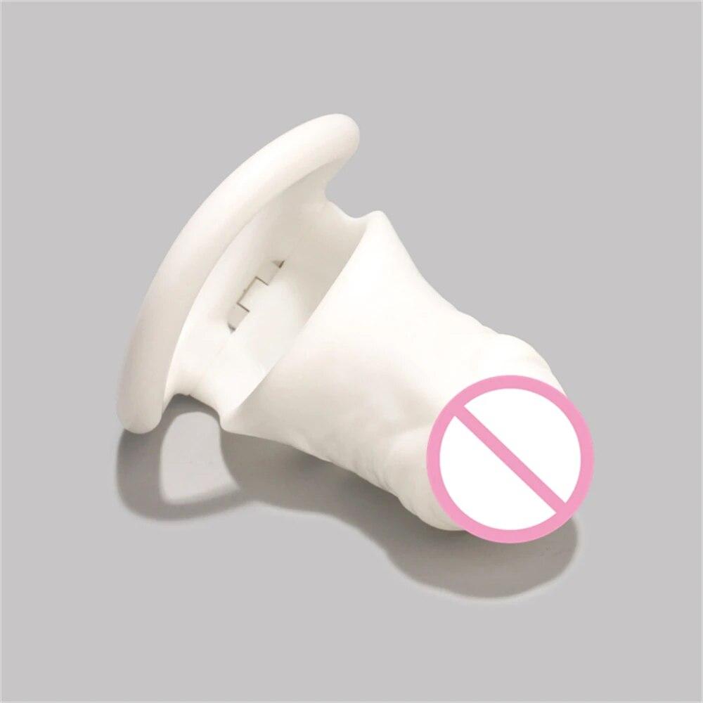 Super Simulierte Männliche Penis Keuschheit Gerät Flesh Sissy Cock Cage Penis Sleeve Ringe Sex Spielzeug Für Männer Dick Verhindern erektion Lock