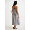 Women Sexy Loose Striped Suspender High Waist Slimming Commuting Midi Dress