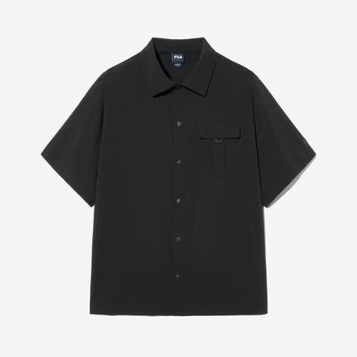 Unisex Seersucker Korte Mouw Kraag Nek Shacket